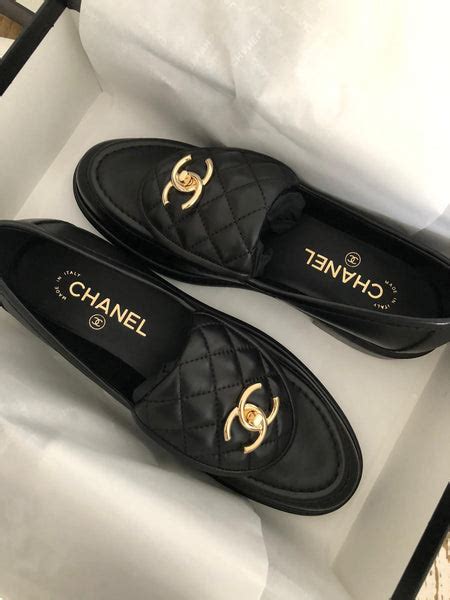 chanel loafers black and white